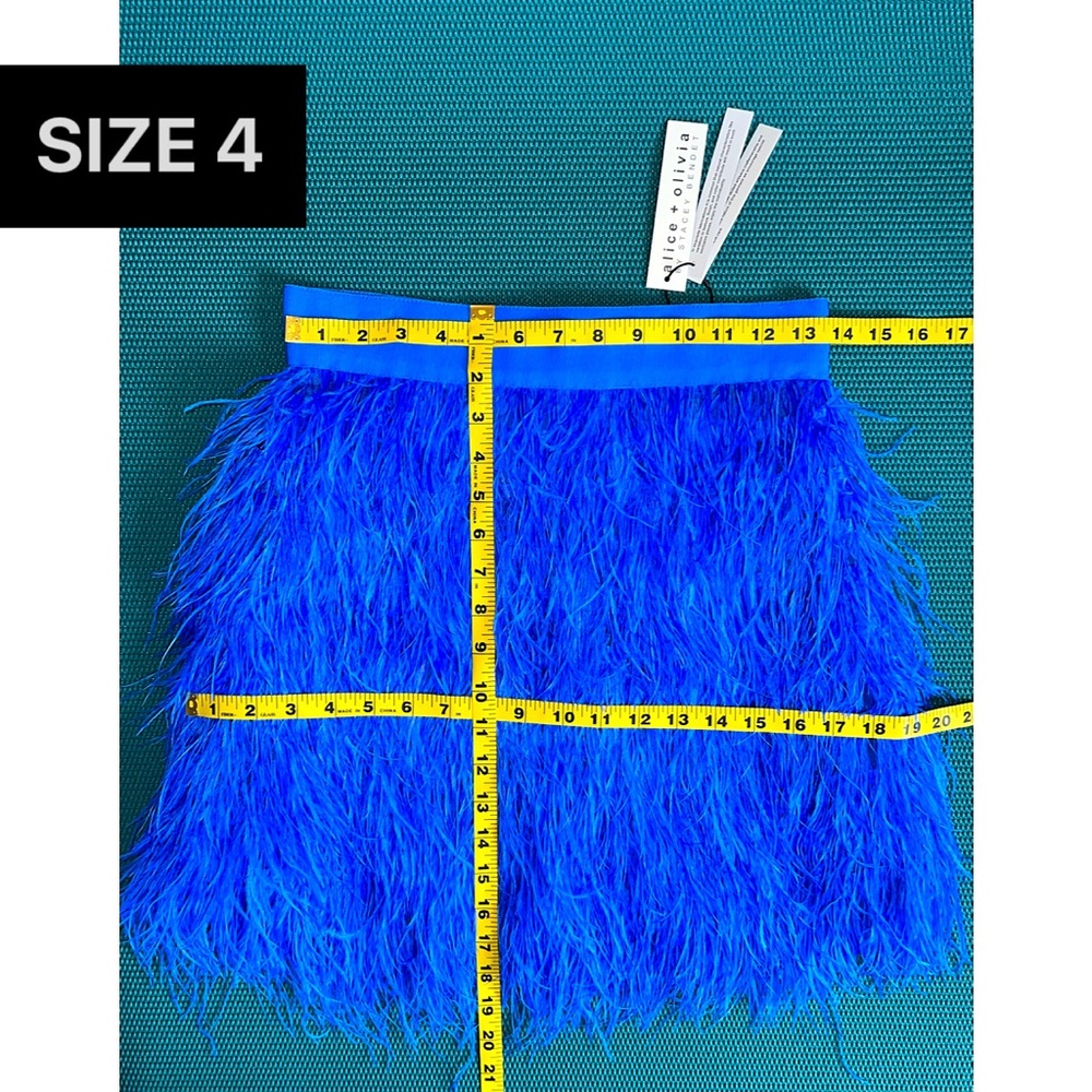 Alice + Olivia Cina Blue Ostrich Feather Mini Skirt - Picture 13 of 17